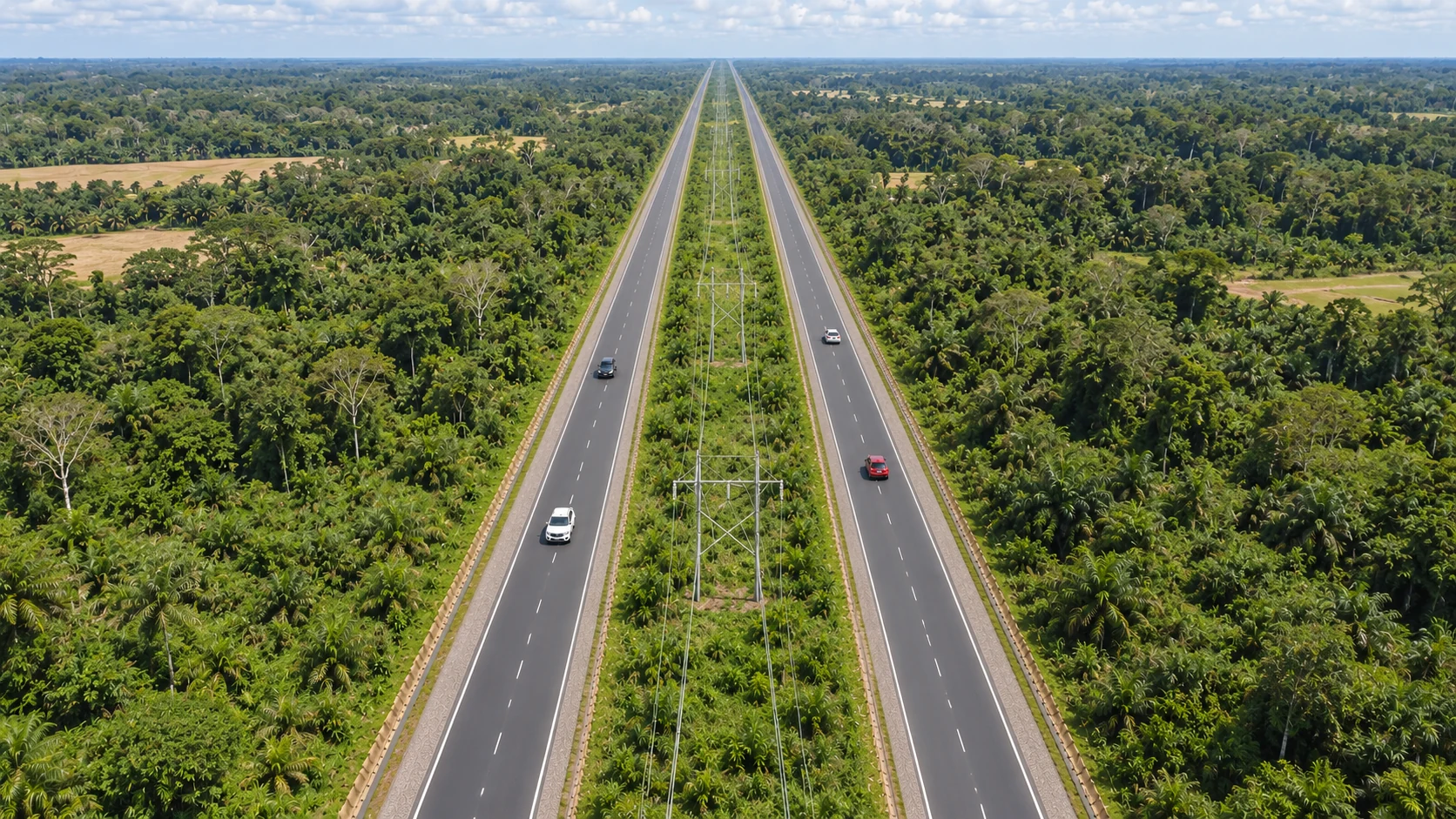 Visualización conceptual del anillo vial con la franja de alta tensión en el centro